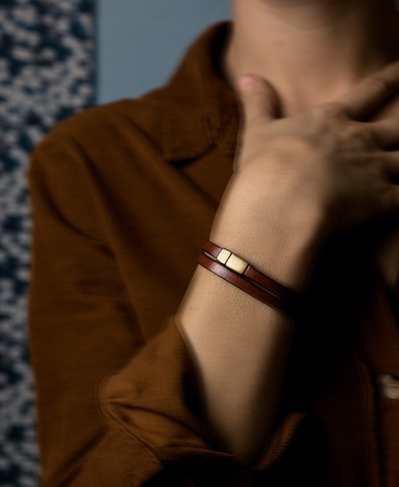 Bracelet mixte TANAKA cognac